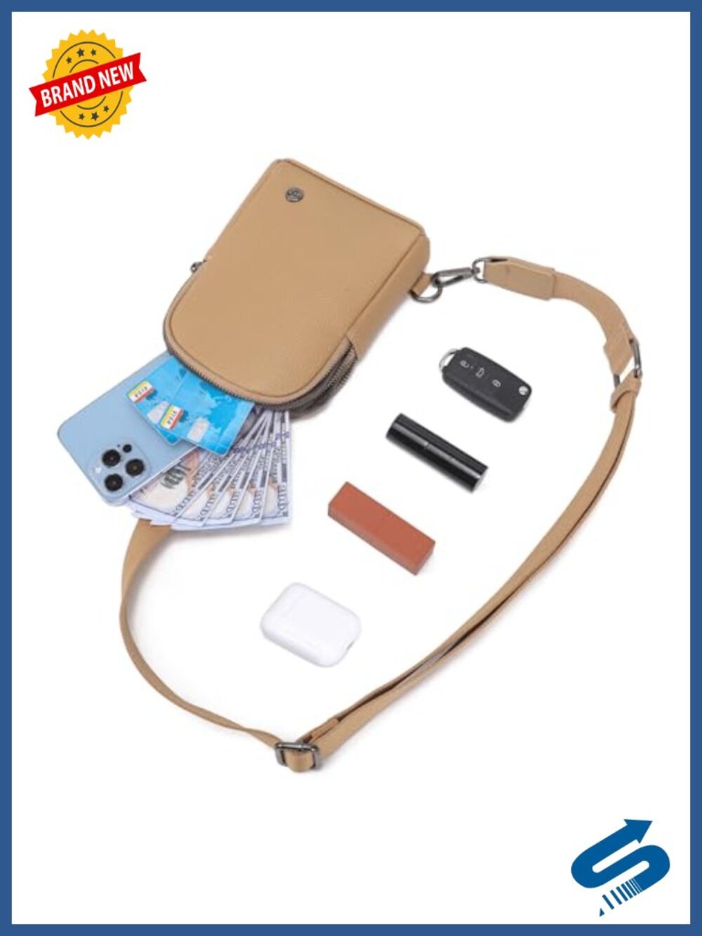 Faux Leather Crossbody Sling Bag Touchscreen Phone Purse Anti Theft Small - Picture 5 of 6